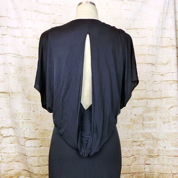 Yigal Azrouel Maxi Gown Womens 3 Blue Deep V Draped Rayon Dress Bridal Greek Y2K - Picture 10 of 16